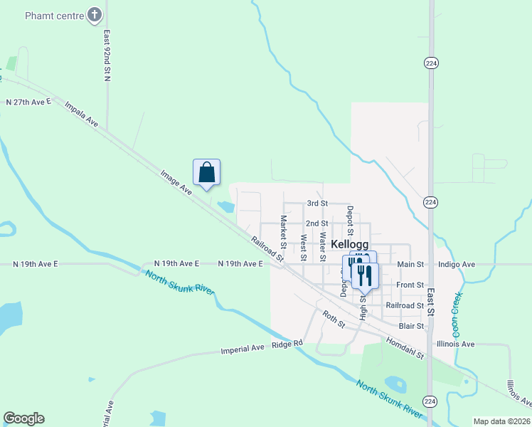 map of restaurants, bars, coffee shops, grocery stores, and more near 608 Reuel Ave in Kellogg