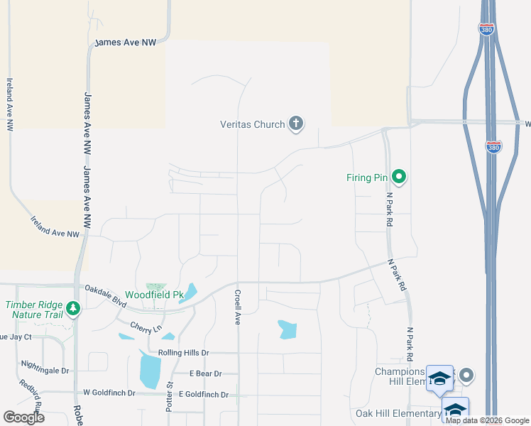 map of restaurants, bars, coffee shops, grocery stores, and more near 2940 James Avenue Northwest in Tiffin
