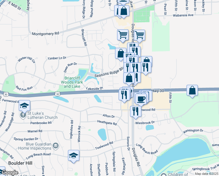 map of restaurants, bars, coffee shops, grocery stores, and more near 1975 Grandview Place in Montgomery