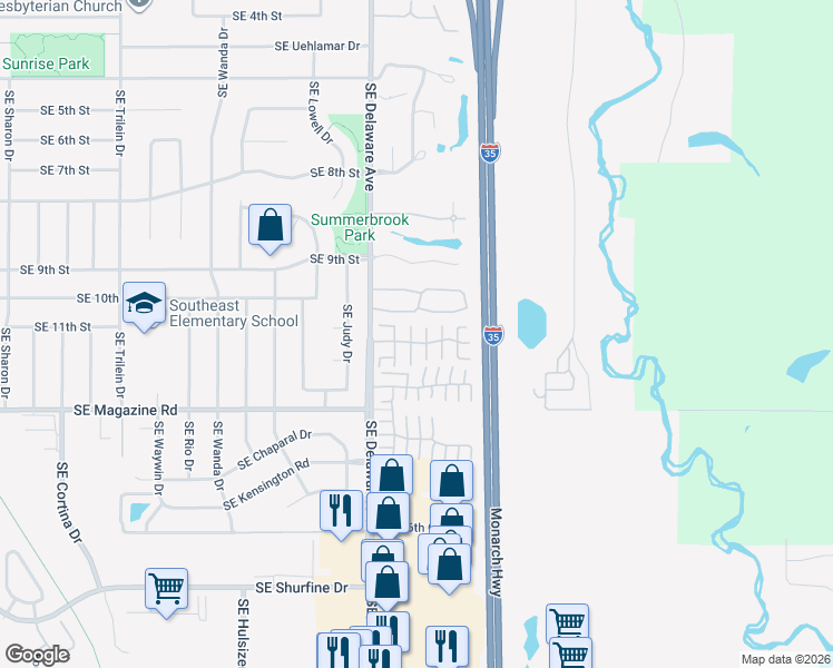 map of restaurants, bars, coffee shops, grocery stores, and more near 1212 Southeast Birch Lane in Ankeny