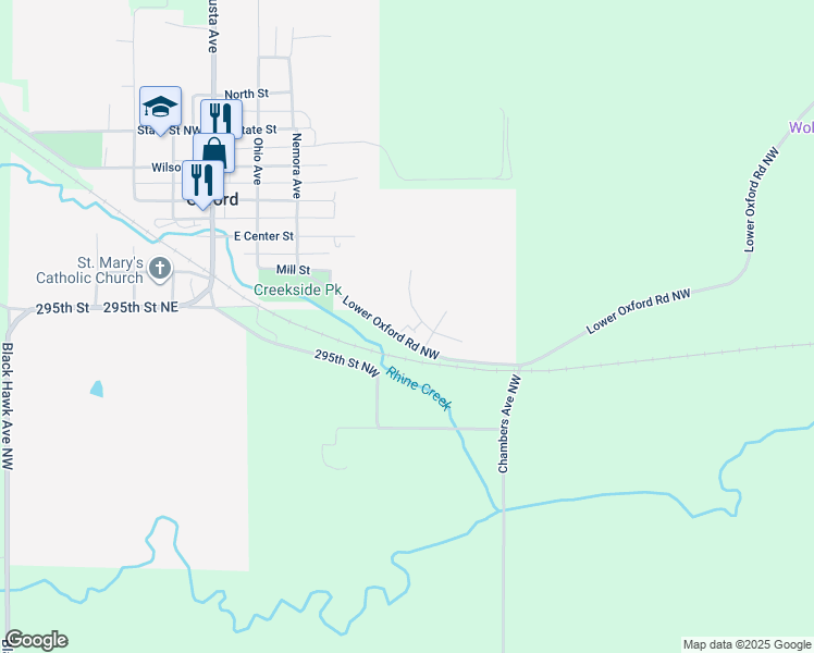 map of restaurants, bars, coffee shops, grocery stores, and more near 1500-1520 Lower Oxford Road Northwest in Oxford