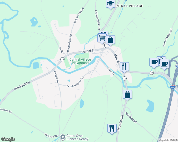 map of restaurants, bars, coffee shops, grocery stores, and more near 8 Texas Heights Road in Plainfield