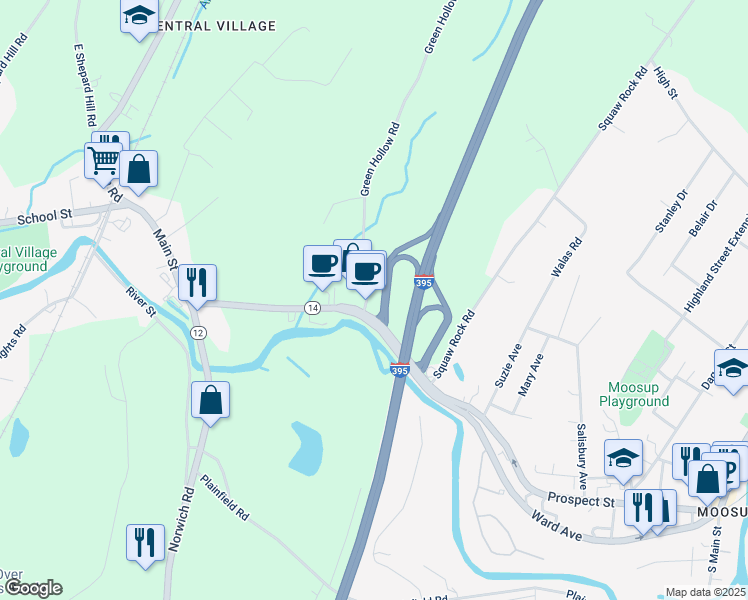 map of restaurants, bars, coffee shops, grocery stores, and more near 6 Green Hollow Road in Plainfield