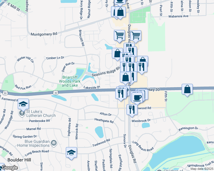 map of restaurants, bars, coffee shops, grocery stores, and more near 1975 Grandview Place in Montgomery