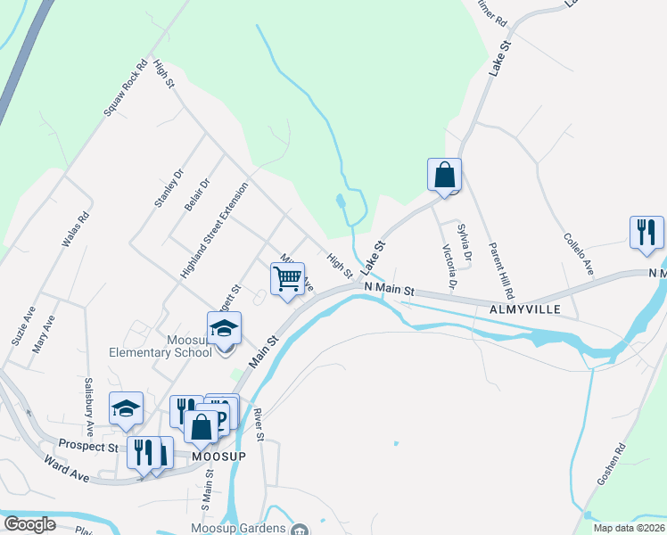 map of restaurants, bars, coffee shops, grocery stores, and more near 11 High Street in Plainfield