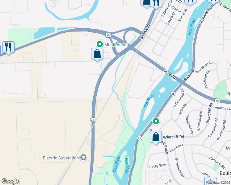 map of restaurants, bars, coffee shops, grocery stores, and more near 682 Highway 31 in Oswego