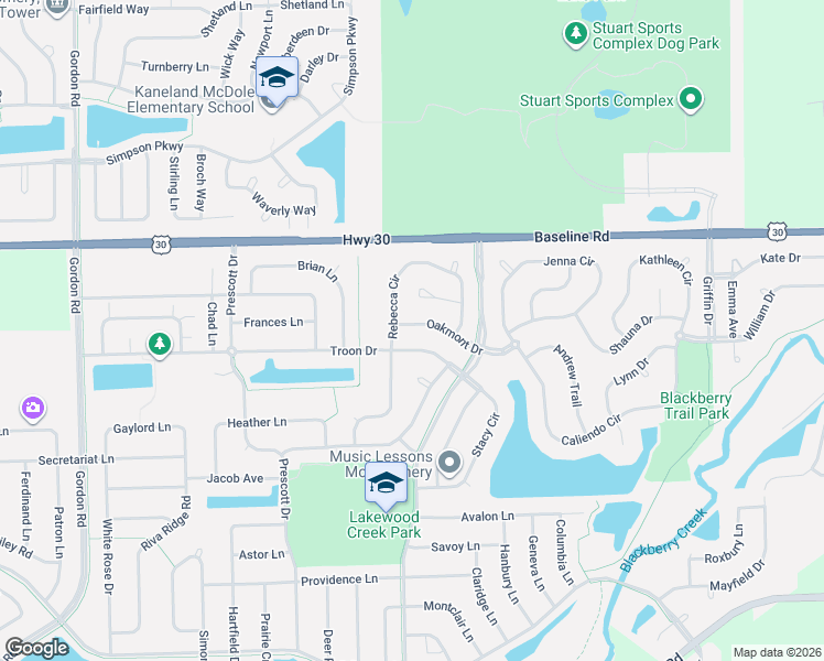 map of restaurants, bars, coffee shops, grocery stores, and more near 2834 Troon Drive in Montgomery