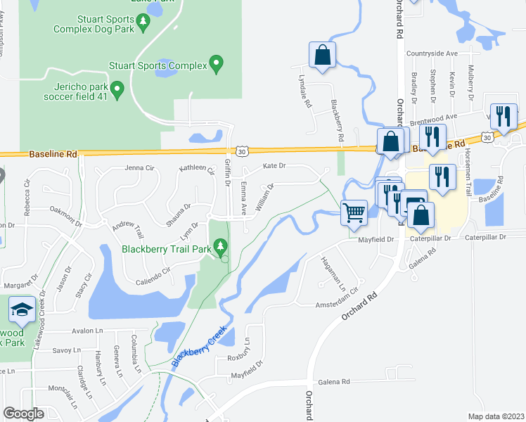 map of restaurants, bars, coffee shops, grocery stores, and more near 2089 William Drive in Montgomery