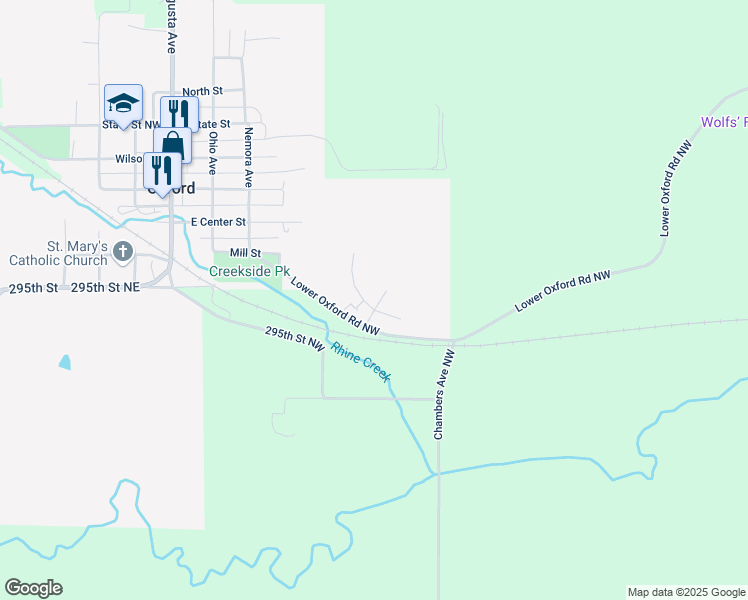 map of restaurants, bars, coffee shops, grocery stores, and more near 412 James Boulevard in Oxford
