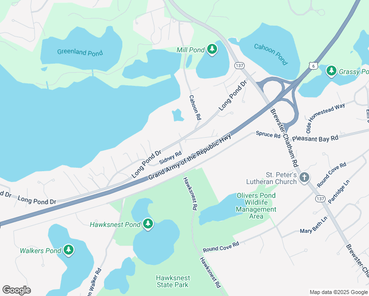 map of restaurants, bars, coffee shops, grocery stores, and more near 7b Sidney Road in Harwich