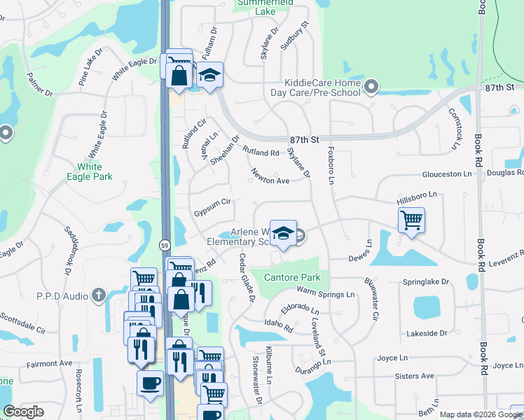 map of restaurants, bars, coffee shops, grocery stores, and more near 2407 Stoneleigh Court in Naperville