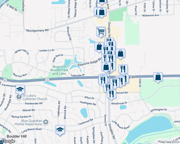 map of restaurants, bars, coffee shops, grocery stores, and more near 1975 Grandview Place in Montgomery