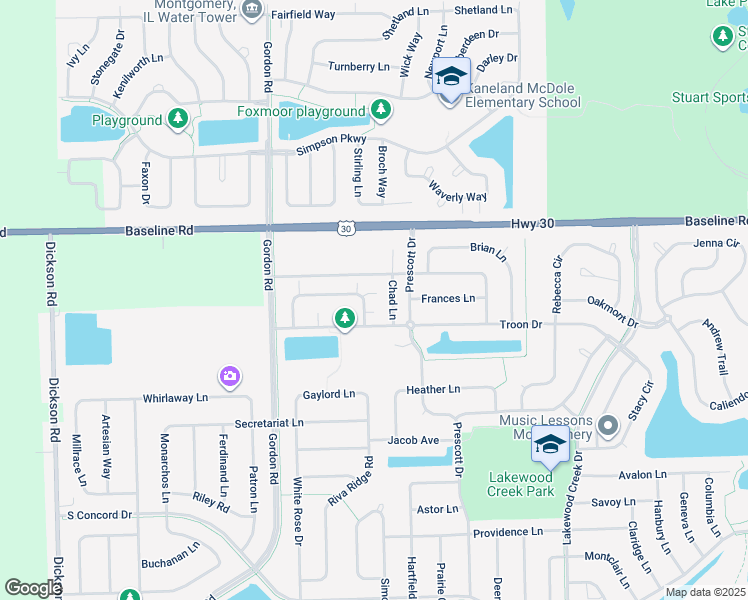 map of restaurants, bars, coffee shops, grocery stores, and more near 2149 Chad Lane in Montgomery