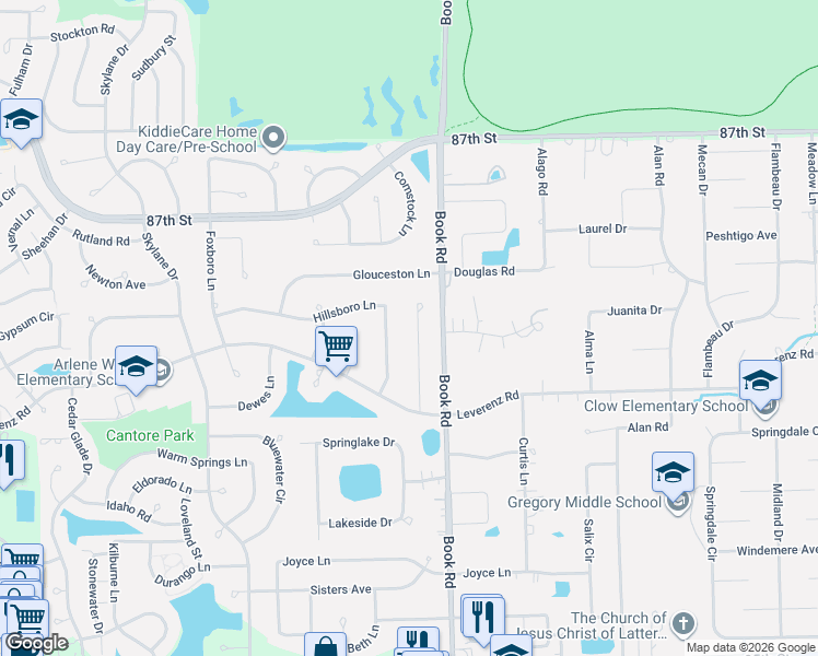 map of restaurants, bars, coffee shops, grocery stores, and more near 2431 Sharon Court in Naperville