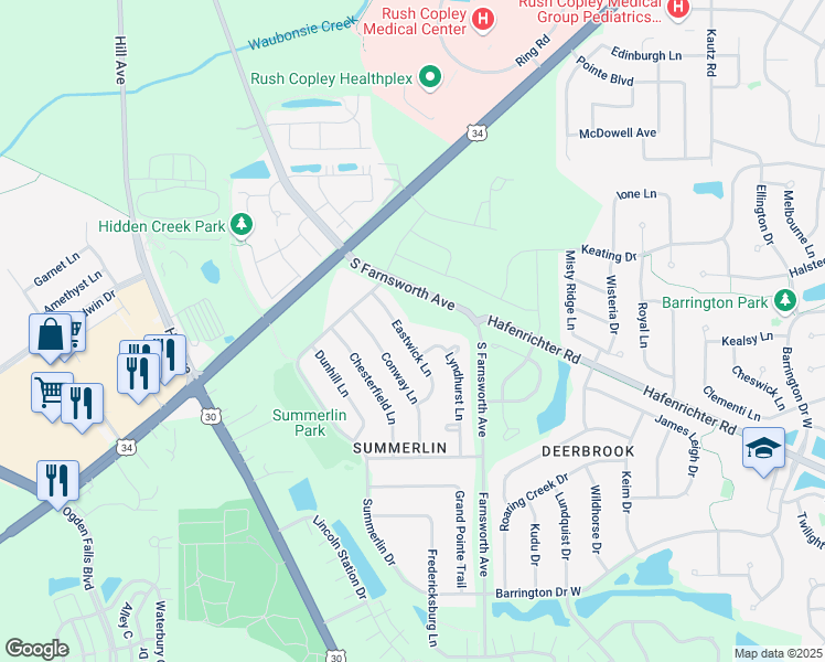 map of restaurants, bars, coffee shops, grocery stores, and more near in Aurora