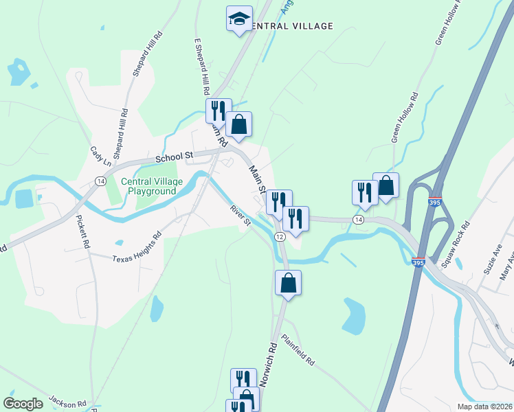 map of restaurants, bars, coffee shops, grocery stores, and more near 58 River Street in Plainfield