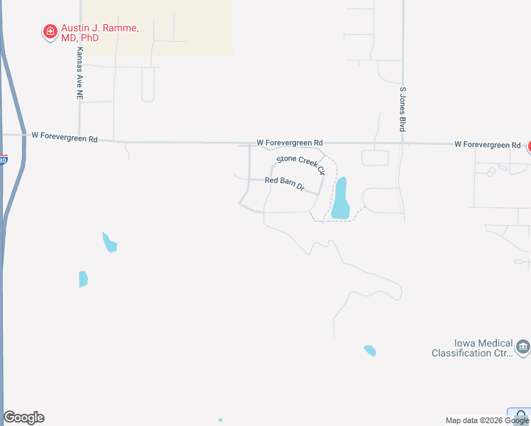 map of restaurants, bars, coffee shops, grocery stores, and more near 2062 Stone Creek Circle in North Liberty