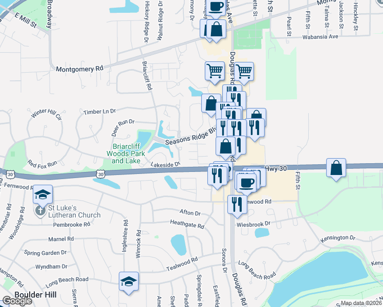 map of restaurants, bars, coffee shops, grocery stores, and more near 1975 Grandview Place in Montgomery