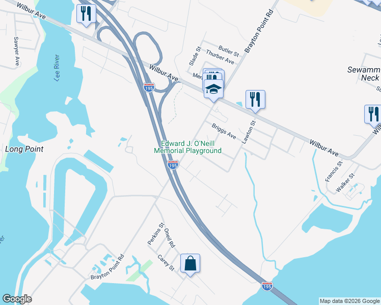 map of restaurants, bars, coffee shops, grocery stores, and more near 56 Albany Street in Somerset