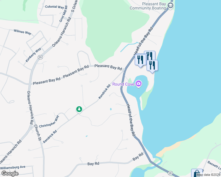 map of restaurants, bars, coffee shops, grocery stores, and more near 20 Mariner Drive in Harwich