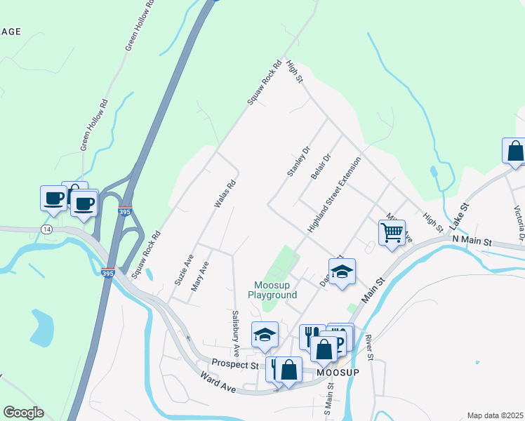 map of restaurants, bars, coffee shops, grocery stores, and more near 199 Church Street in Plainfield