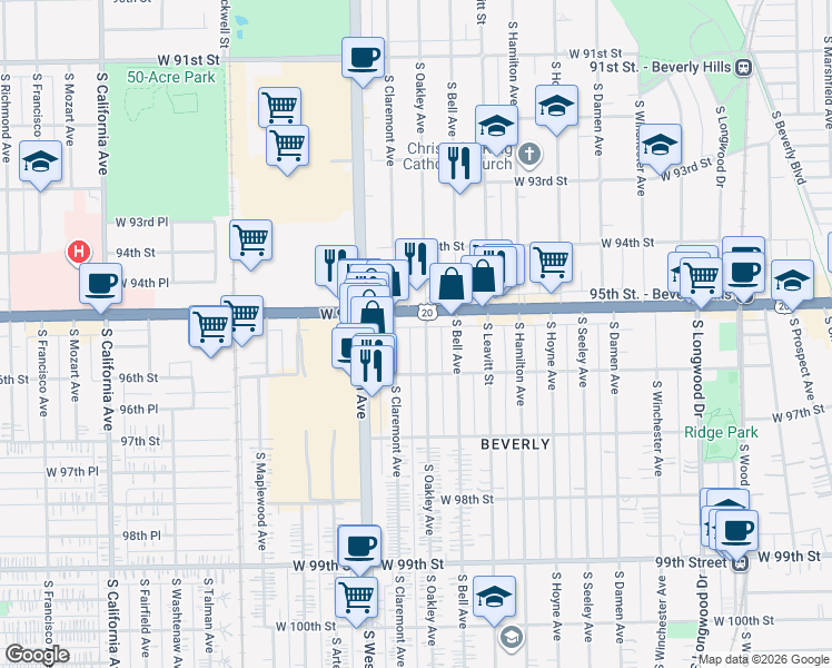 map of restaurants, bars, coffee shops, grocery stores, and more near in Chicago
