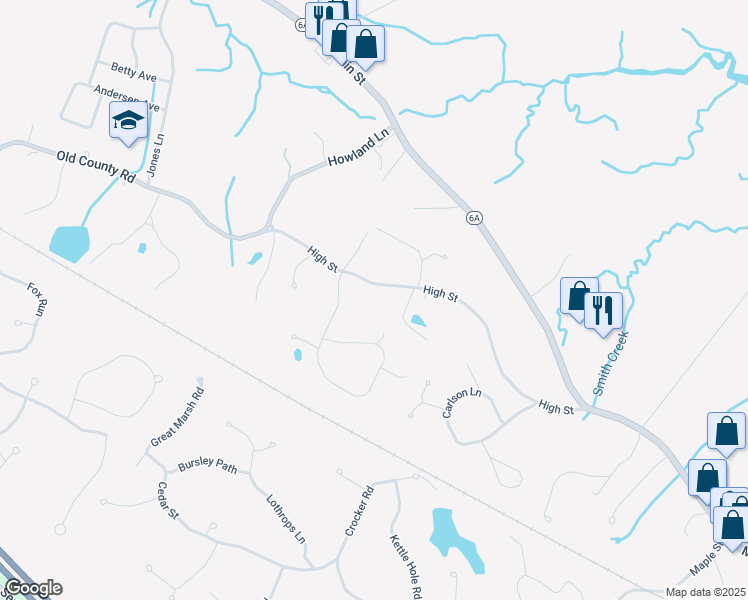 map of restaurants, bars, coffee shops, grocery stores, and more near 313 High Street in Barnstable