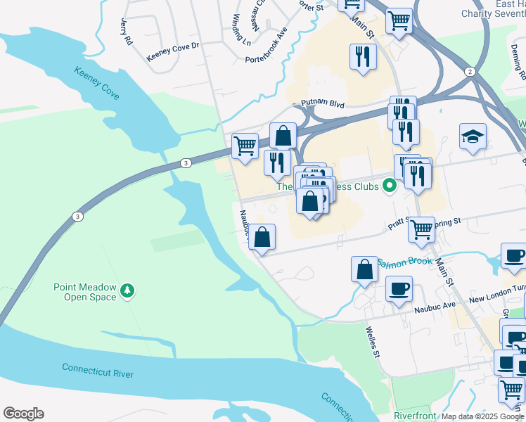map of restaurants, bars, coffee shops, grocery stores, and more near 200 Glastonbury Boulevard in Glastonbury