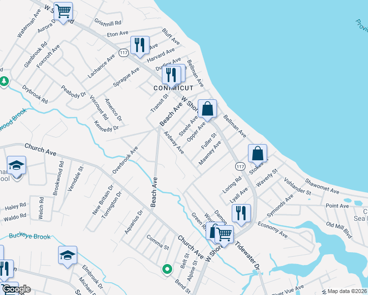 map of restaurants, bars, coffee shops, grocery stores, and more near 74 Steele Avenue in Warwick