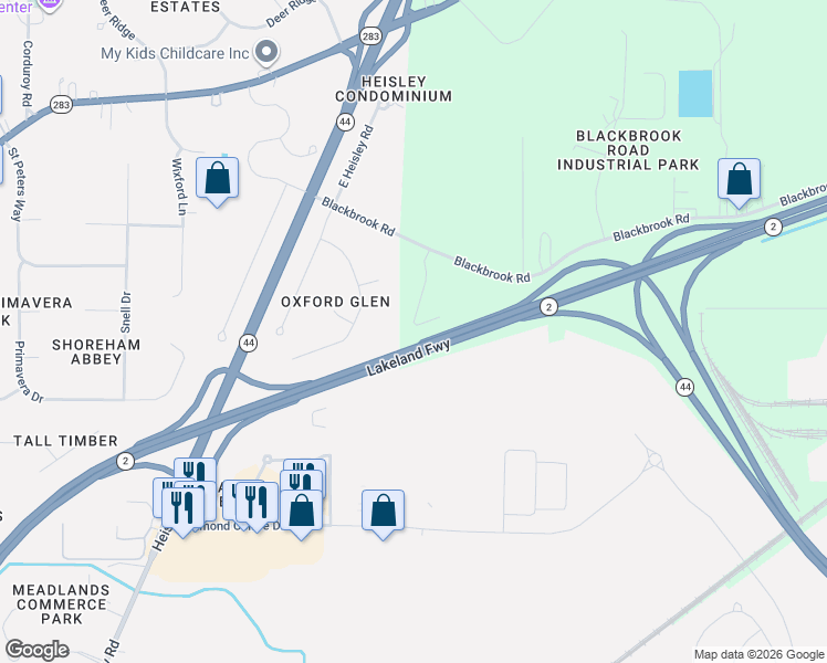 map of restaurants, bars, coffee shops, grocery stores, and more near 917 Fiddlers Creek Drive in Painesville