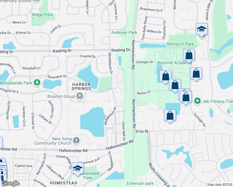 map of restaurants, bars, coffee shops, grocery stores, and more near 3173 Teal Bay Court in Aurora