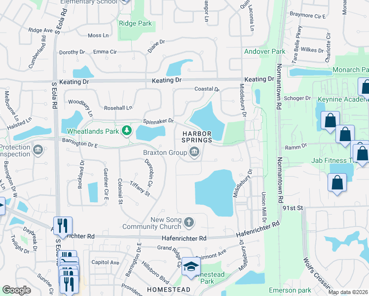 map of restaurants, bars, coffee shops, grocery stores, and more near 2900 Moray Court in Aurora