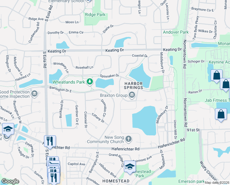 map of restaurants, bars, coffee shops, grocery stores, and more near 1873 Capri Drive in Aurora