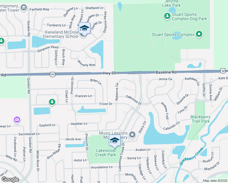map of restaurants, bars, coffee shops, grocery stores, and more near 2183 Rebecca Circle in Montgomery