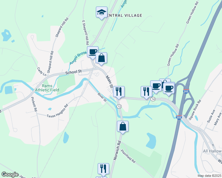 map of restaurants, bars, coffee shops, grocery stores, and more near 8 Morton Lane in Plainfield