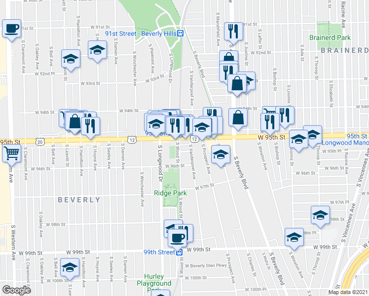 map of restaurants, bars, coffee shops, grocery stores, and more near in Chicago