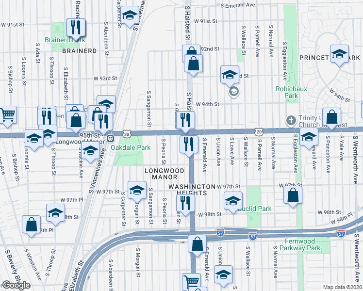 map of restaurants, bars, coffee shops, grocery stores, and more near in Chicago