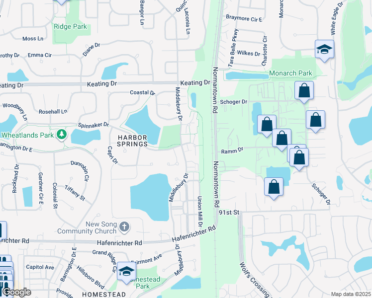 map of restaurants, bars, coffee shops, grocery stores, and more near 3173 Teal Bay Court in Aurora