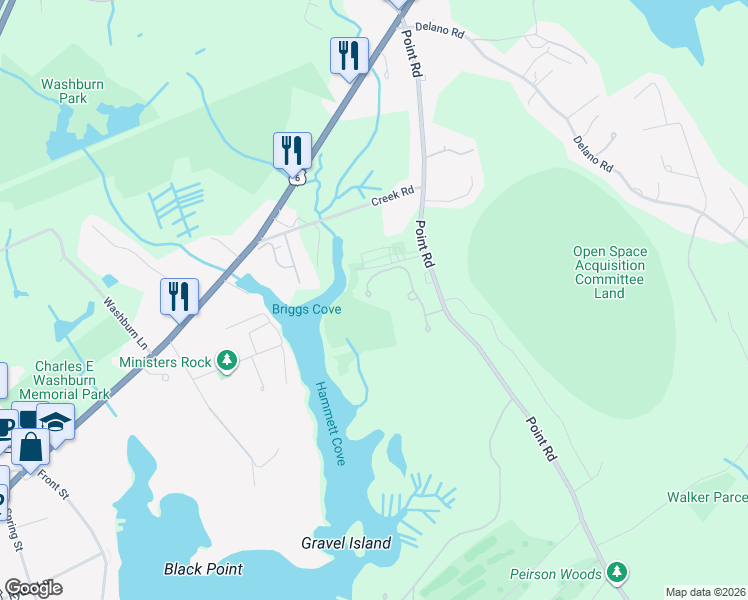 map of restaurants, bars, coffee shops, grocery stores, and more near 6 Jenney Lane in Marion