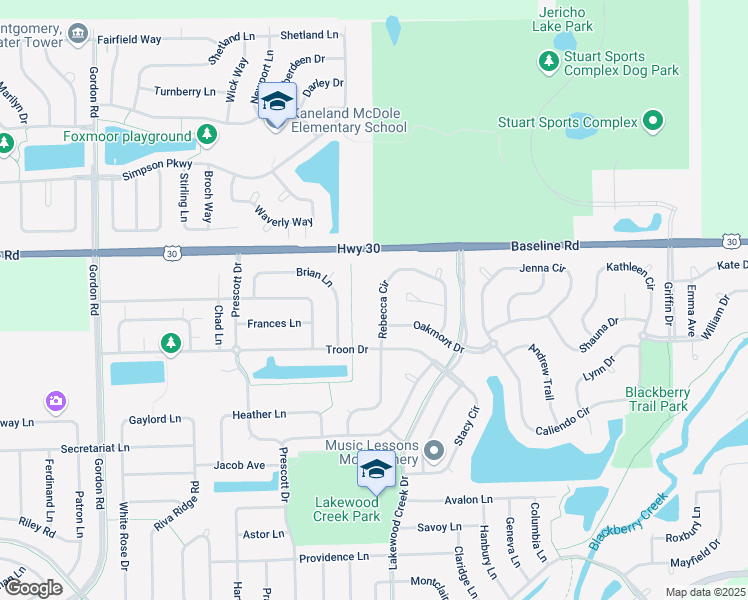 map of restaurants, bars, coffee shops, grocery stores, and more near 2183 Rebecca Circle in Montgomery