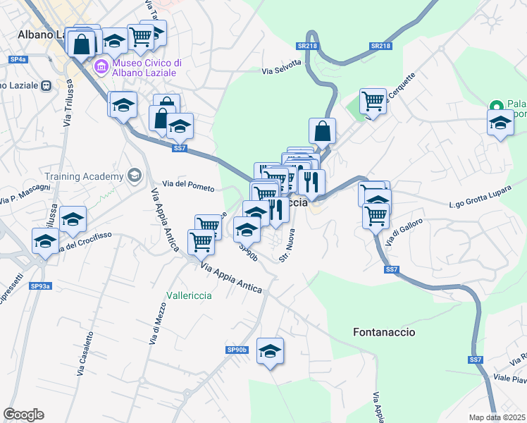 map of restaurants, bars, coffee shops, grocery stores, and more near 2 Corso Giuseppe Garibaldi in Ariccia