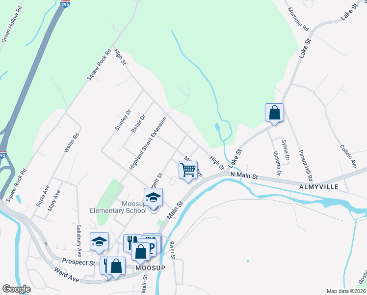 map of restaurants, bars, coffee shops, grocery stores, and more near 167 Daggett Street in Plainfield