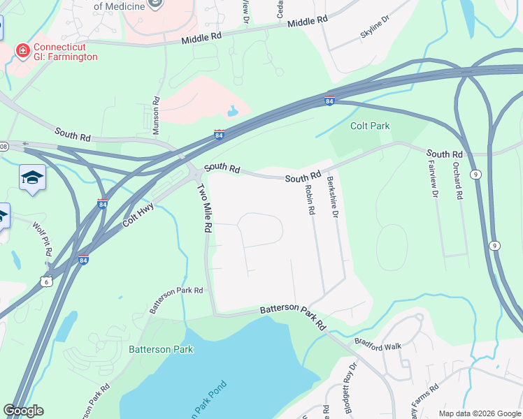 map of restaurants, bars, coffee shops, grocery stores, and more near 9 Holmes Circle in Farmington