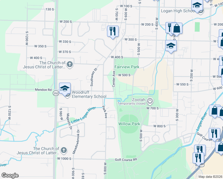 map of restaurants, bars, coffee shops, grocery stores, and more near 651 West 600 South in Logan