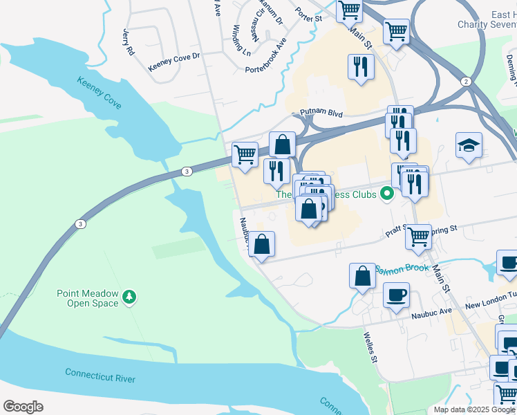 map of restaurants, bars, coffee shops, grocery stores, and more near 200 Glastonbury Boulevard in Glastonbury