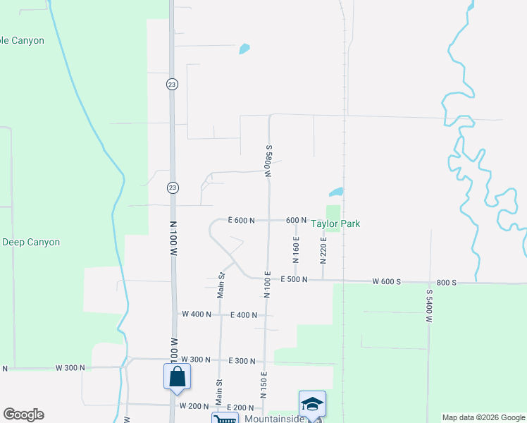map of restaurants, bars, coffee shops, grocery stores, and more near 619 North 100 East in Mendon
