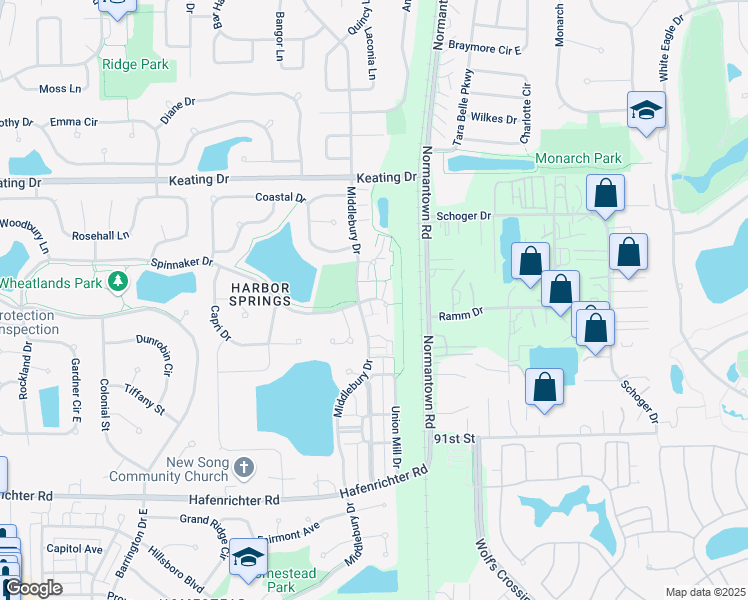 map of restaurants, bars, coffee shops, grocery stores, and more near 3173 Teal Bay Court in Aurora