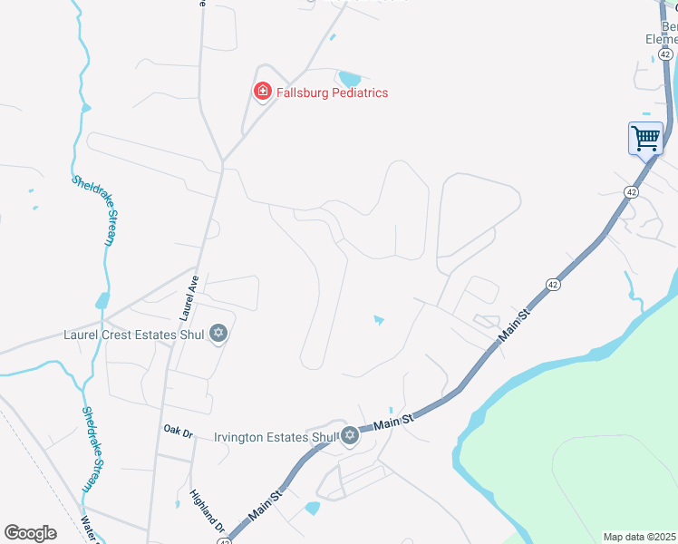 map of restaurants, bars, coffee shops, grocery stores, and more near 169 Grove Circle in Fallsburg