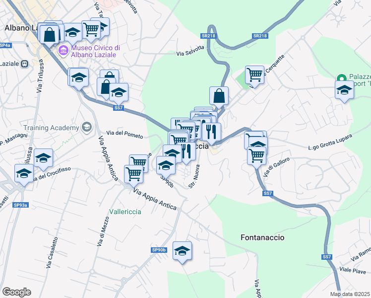 map of restaurants, bars, coffee shops, grocery stores, and more near 2 Corso Giuseppe Garibaldi in Ariccia