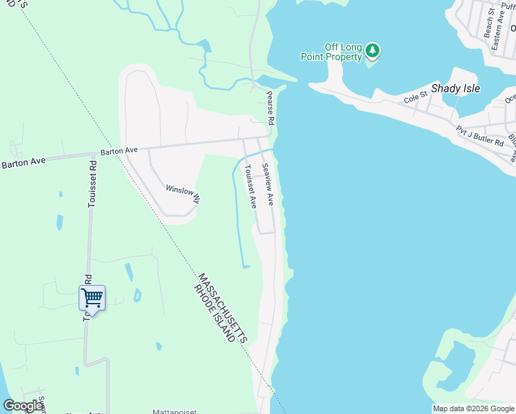 map of restaurants, bars, coffee shops, grocery stores, and more near 116 Touisset Avenue in Swansea